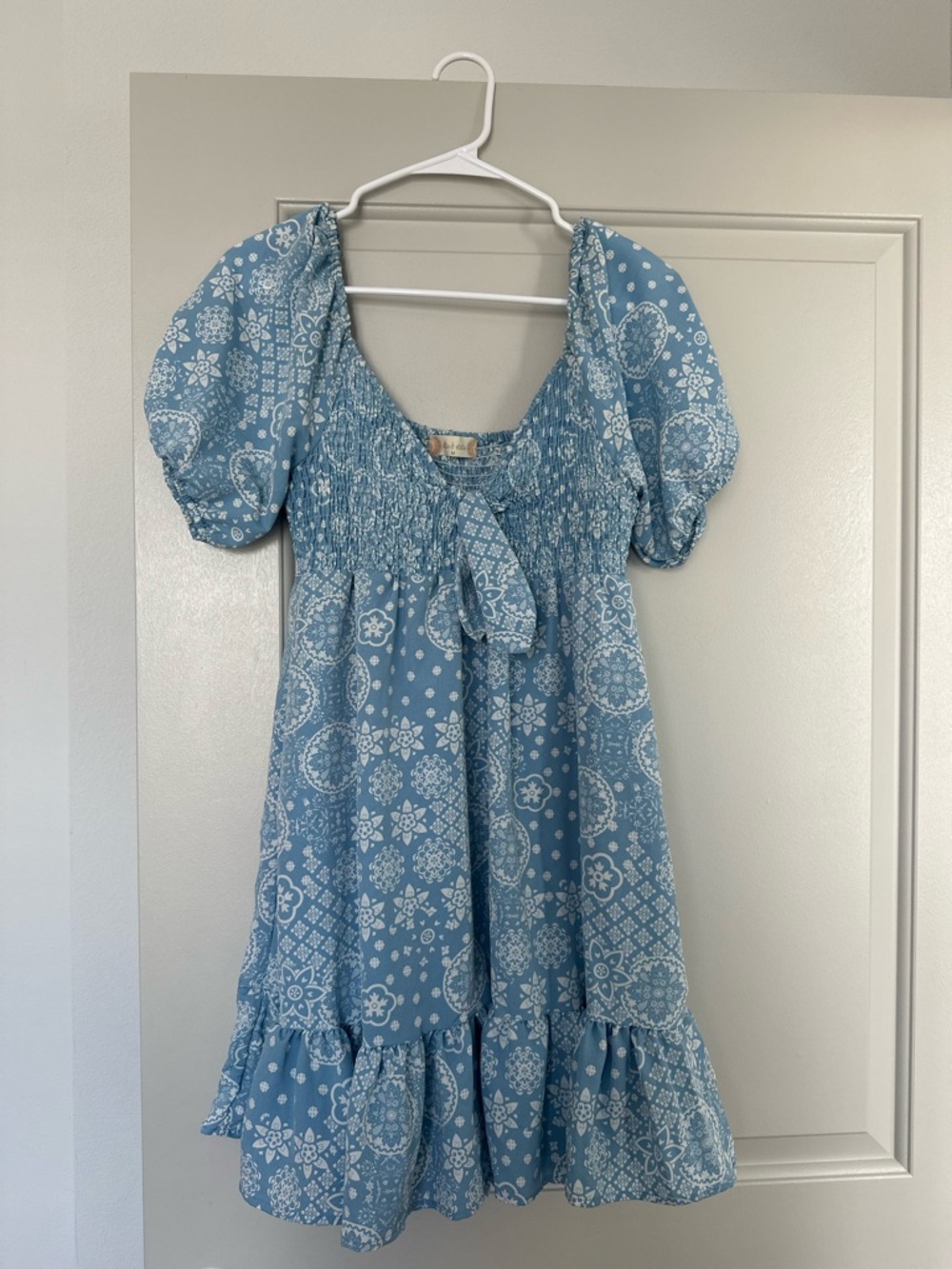 Altar'd State Light Blue and White Floral Bandana Dress